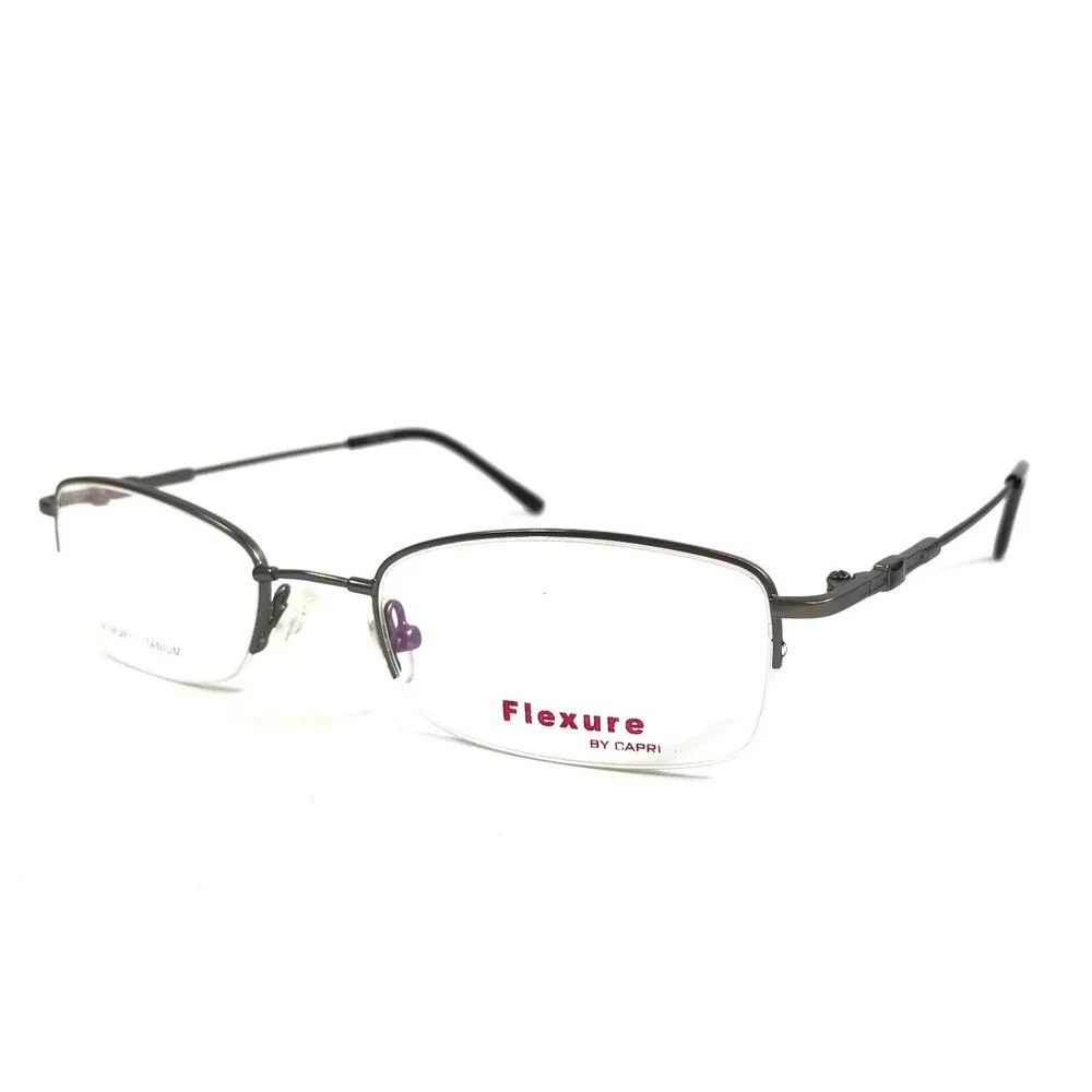 Flexure by Capri Eyeglasses Frames FX20 Gunmetal Half Rim Titanium 52-17-140